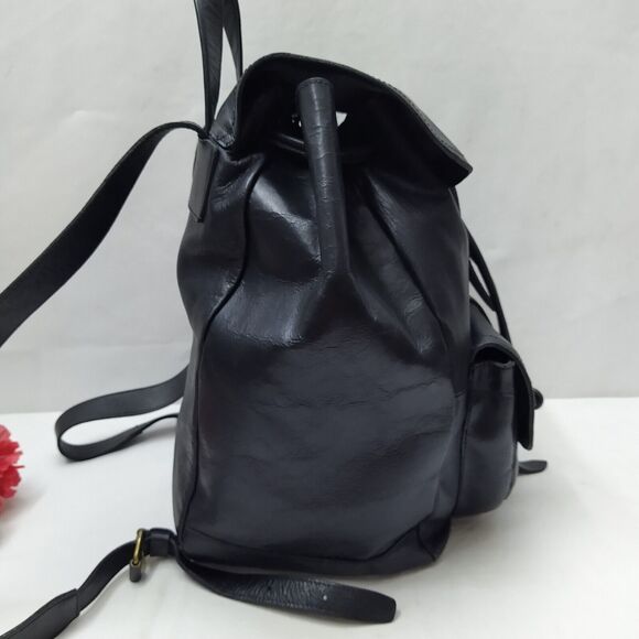 Madewell Black Leather Front Pocket Drawstring Large Backpack main image 15